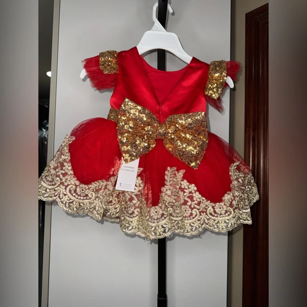 Handmade Red and Gold Kids Costume Dress